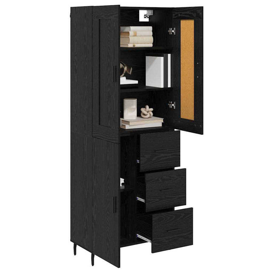 Highboard 2 pcs Zwart Eiken 69,5 x 34 x 180 cm Bewerkt hout