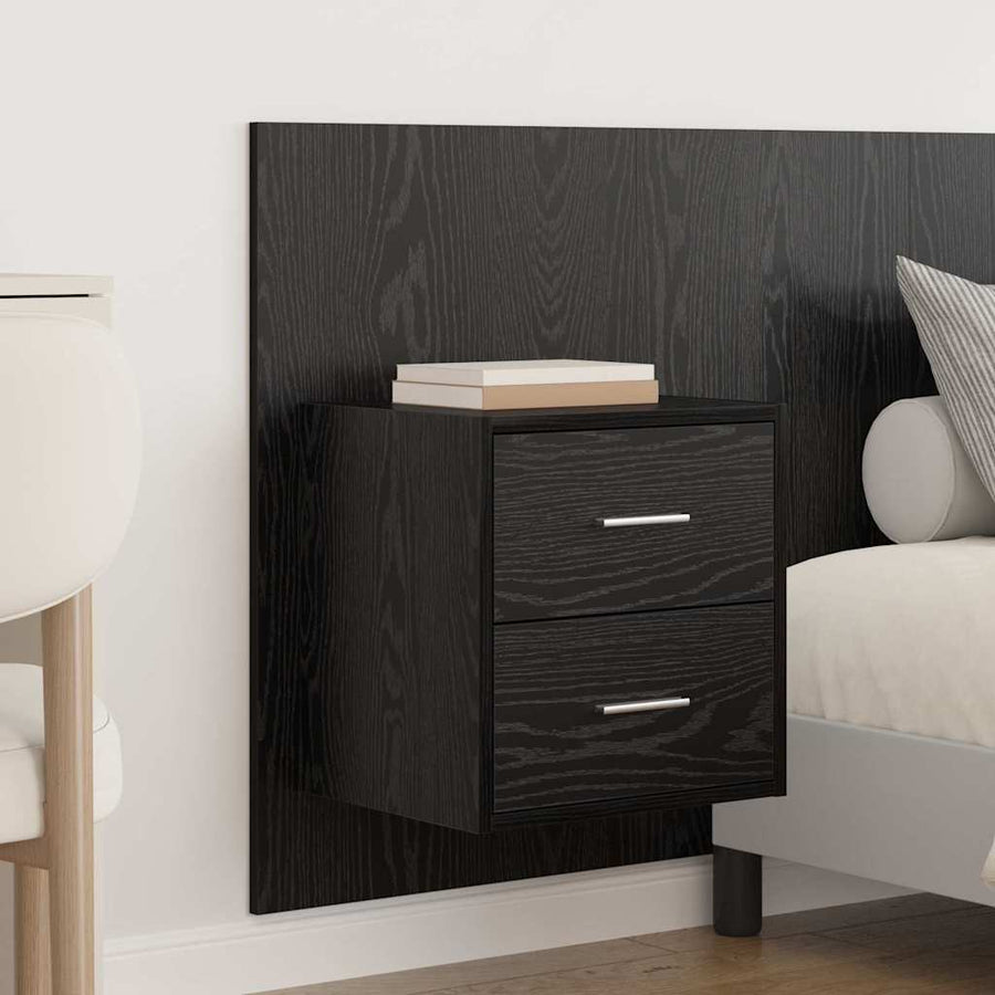 Hoofdbord Met Kast met lade 3 pcs Zwart Eiken Bewerkt hout