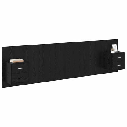 Hoofdbord Met Kast met lade 3 pcs Zwart Eiken Bewerkt hout