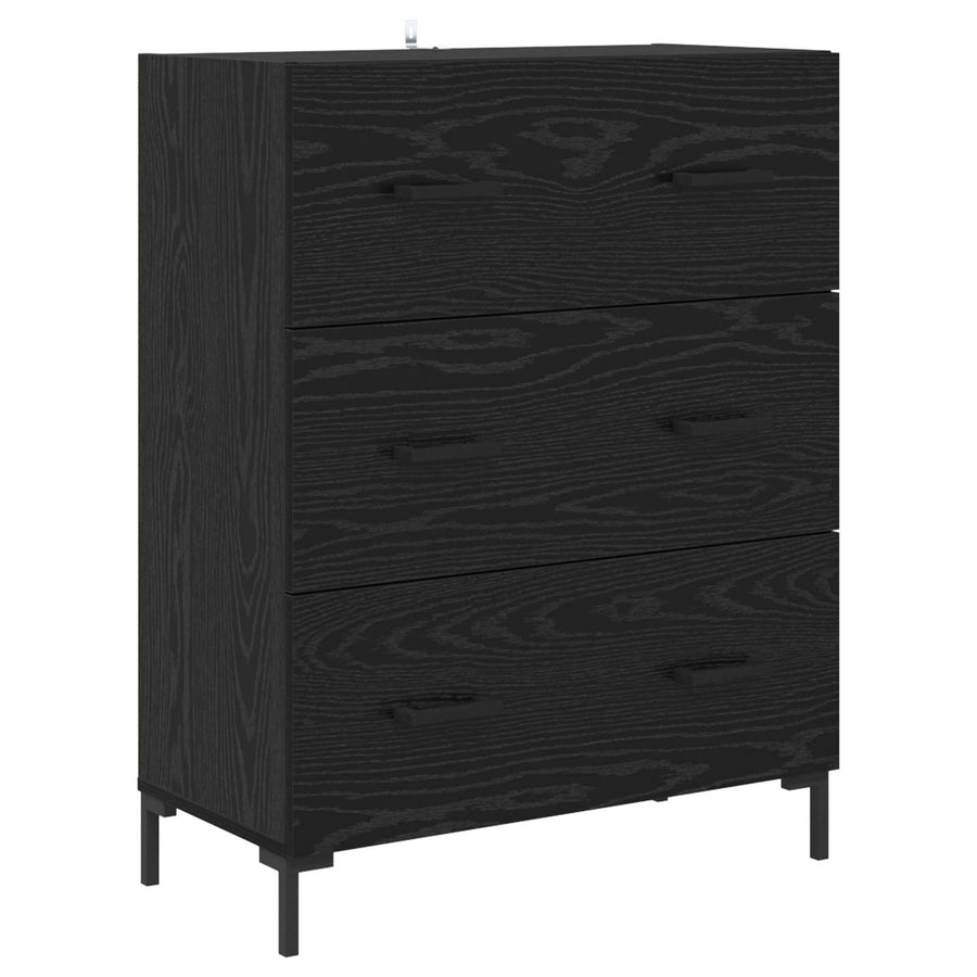 Highboard met lade Zwart Eiken 69,5 x 34 x 180 cm Bewerkt hout