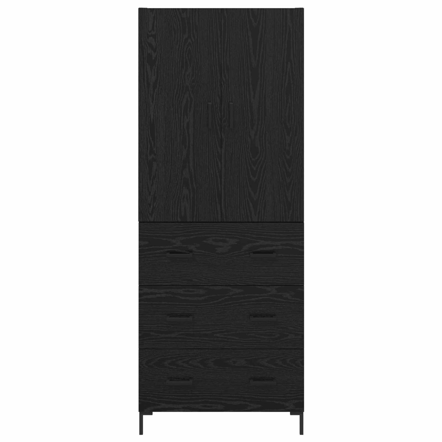 Highboard met lade Zwart Eiken 69,5 x 34 x 180 cm Bewerkt hout