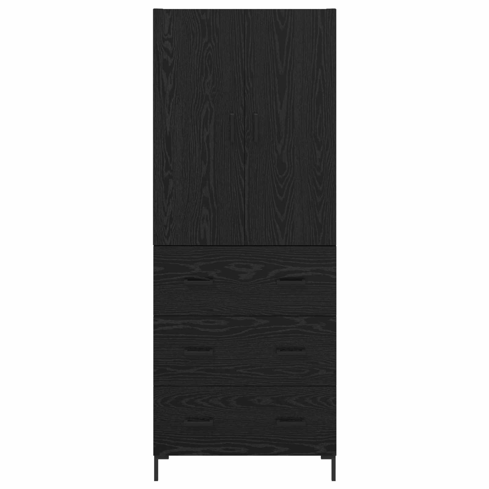 Highboard met lade Zwart Eiken 69,5 x 34 x 180 cm Bewerkt hout