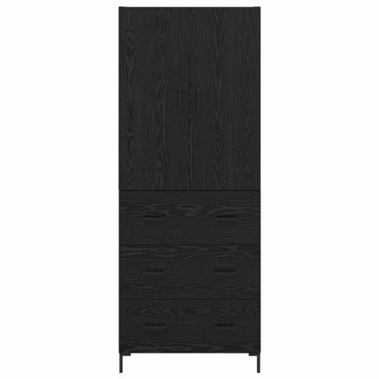 Highboard met lade Zwart Eiken 69,5 x 34 x 180 cm Bewerkt hout