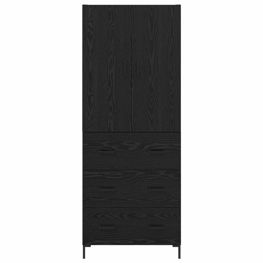 Highboard met lade Zwart Eiken 69,5 x 34 x 180 cm Bewerkt hout