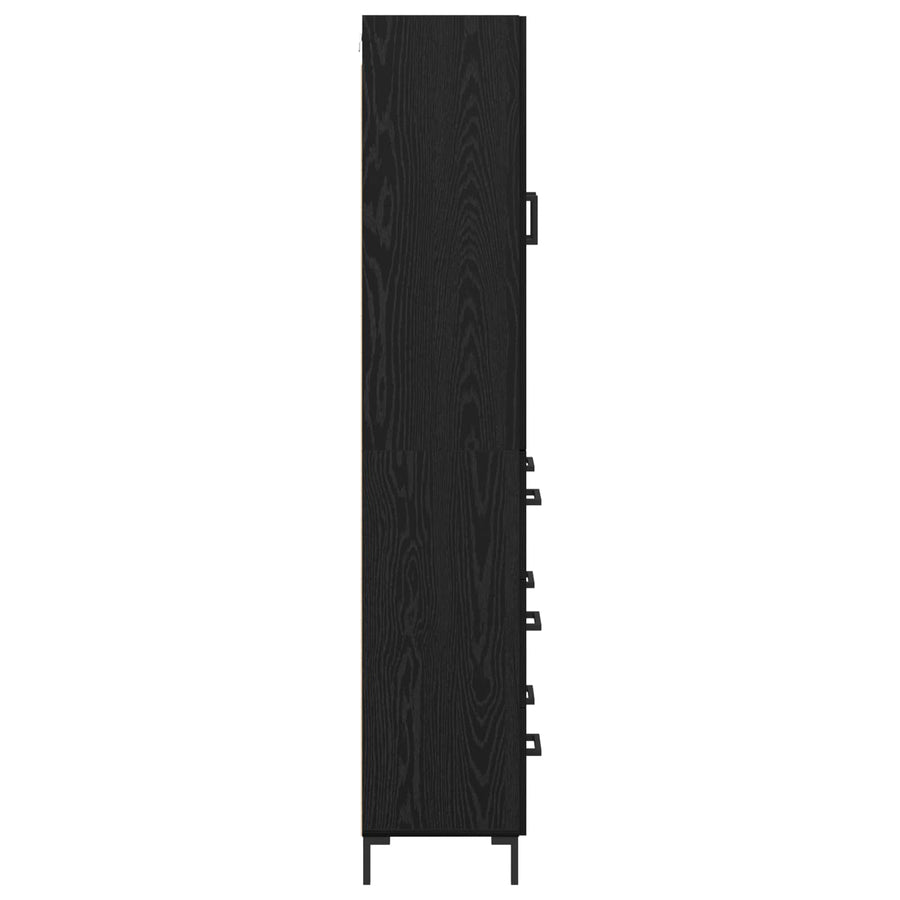 Highboard met lade Zwart Eiken 69,5 x 34 x 180 cm Bewerkt hout
