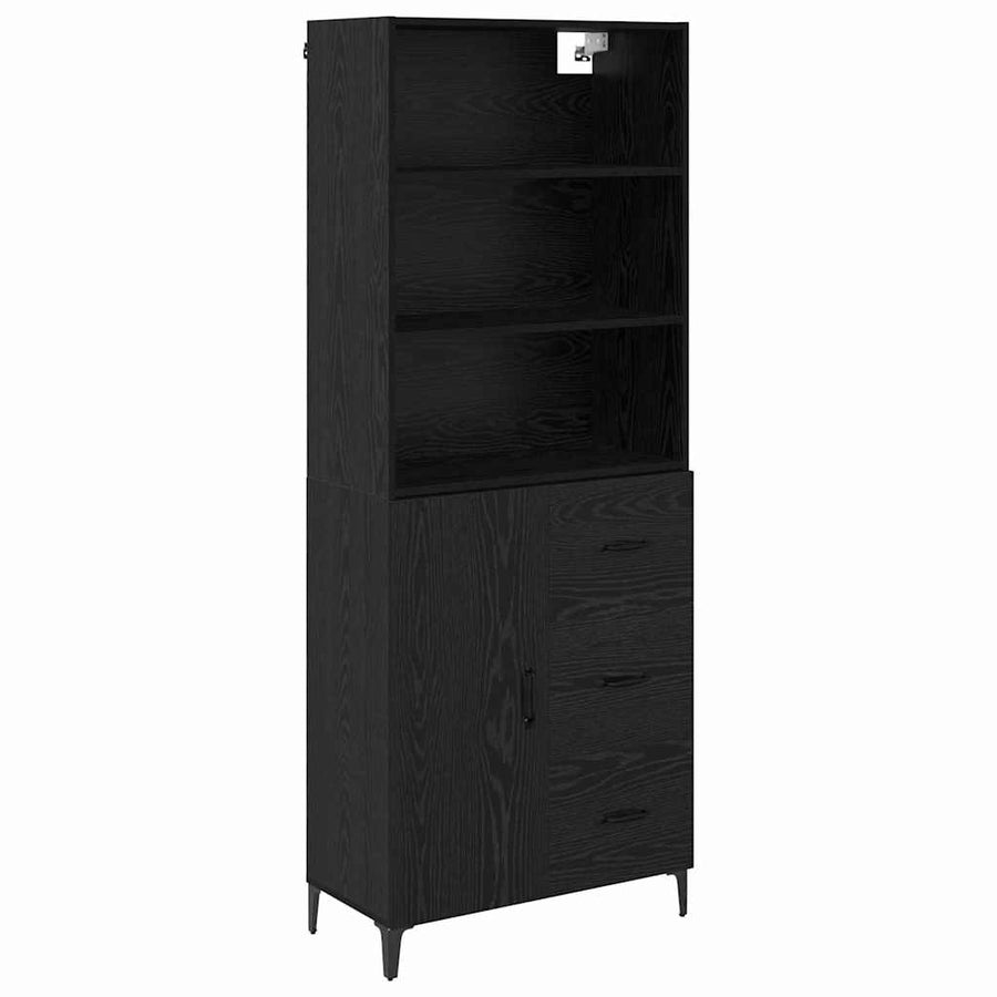 Dressoir Wandgemonteerd met lade 2 pcs Zwart Eiken Bewerkt hout