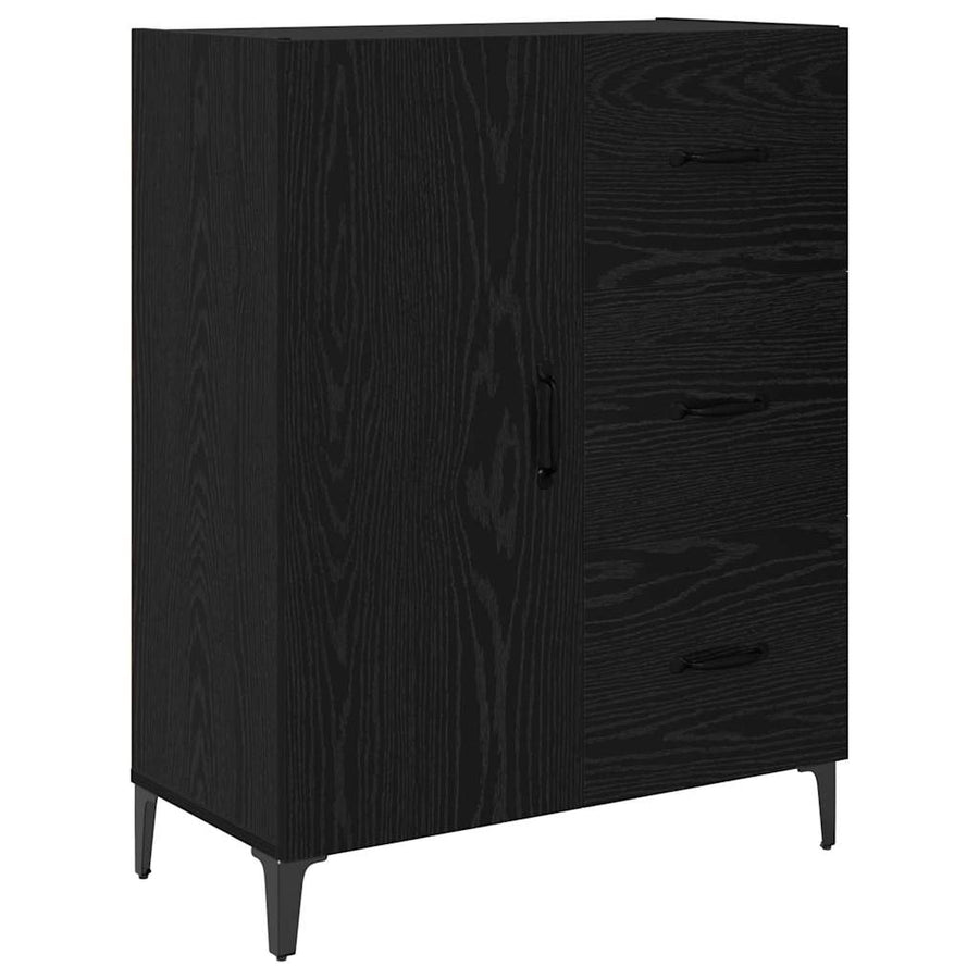 Dressoir Wandgemonteerd met lade 2 pcs Zwart Eiken Bewerkt hout