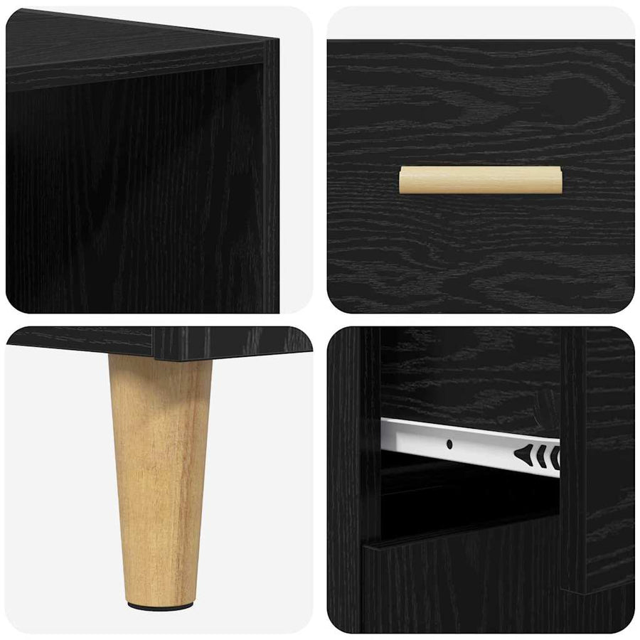 Highboard 2 pcs Zwart Eiken 69,5 x 34 x 180 cm Bewerkt hout