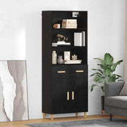 Highboard 69,5x32,5x180 cm zwart eiken bewerkt hout