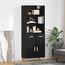 Highboard 2 pcs Zwart Eiken 69,5 x 34 x 180 cm Bewerkt hout