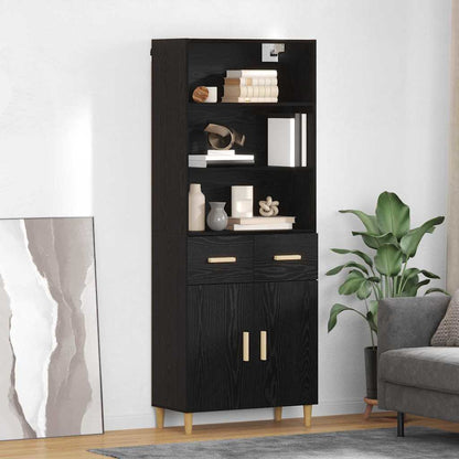 Highboard 2 pcs Zwart Eiken 69,5 x 34 x 180 cm Bewerkt hout