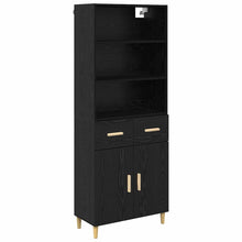Highboard 2 pcs Zwart Eiken 69,5 x 34 x 180 cm Bewerkt hout