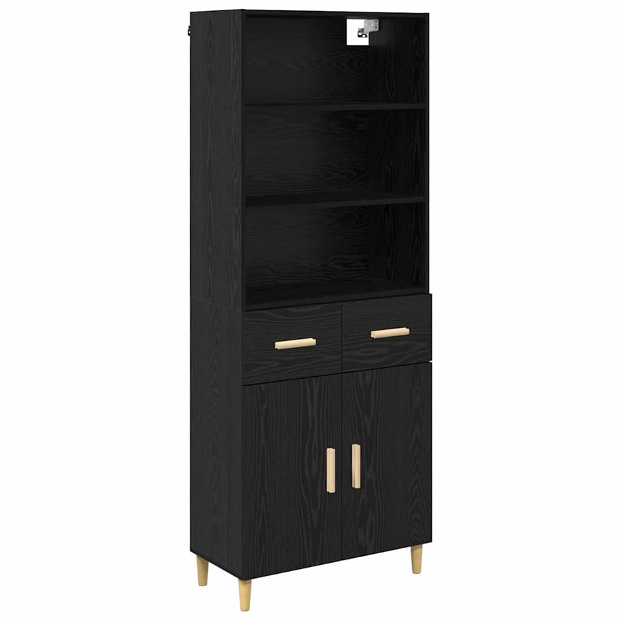 Highboard 2 pcs Zwart Eiken 69,5 x 34 x 180 cm Bewerkt hout