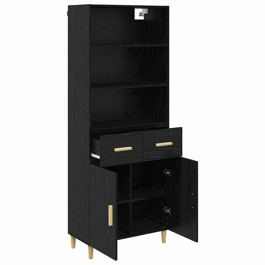 Highboard 2 pcs Zwart Eiken 69,5 x 34 x 180 cm Bewerkt hout