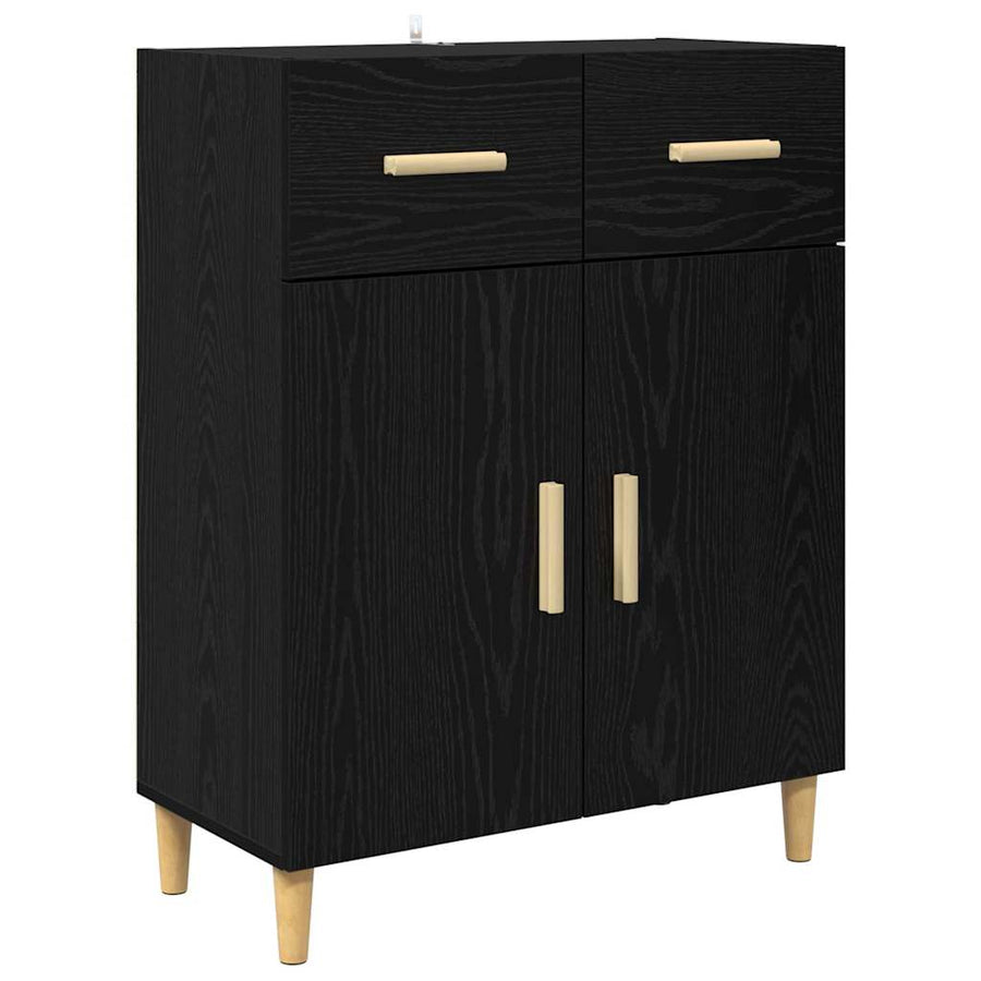 Highboard 2 pcs Zwart Eiken 69,5 x 34 x 180 cm Bewerkt hout