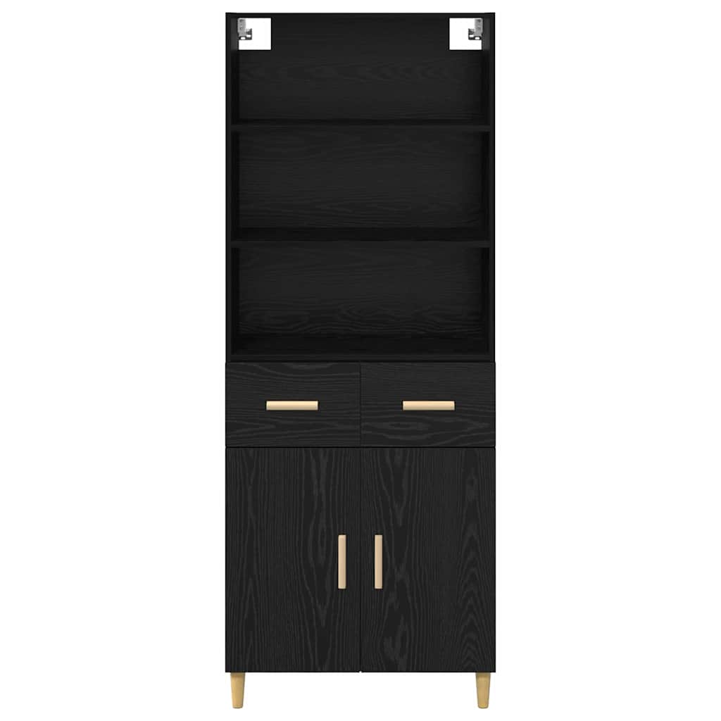Highboard 2 pcs Zwart Eiken 69,5 x 34 x 180 cm Bewerkt hout