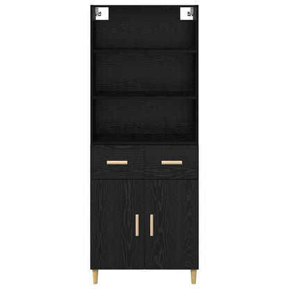 Highboard 2 pcs Zwart Eiken 69,5 x 34 x 180 cm Bewerkt hout