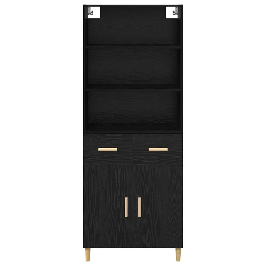Highboard 2 pcs Zwart Eiken 69,5 x 34 x 180 cm Bewerkt hout