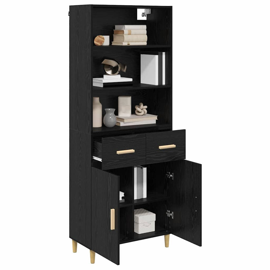 Highboard 2 pcs Zwart Eiken 69,5 x 34 x 180 cm Bewerkt hout
