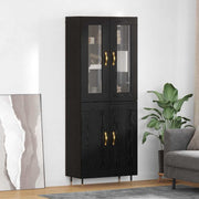 Hoge kast 69,5x34x180 cm zwart eiken