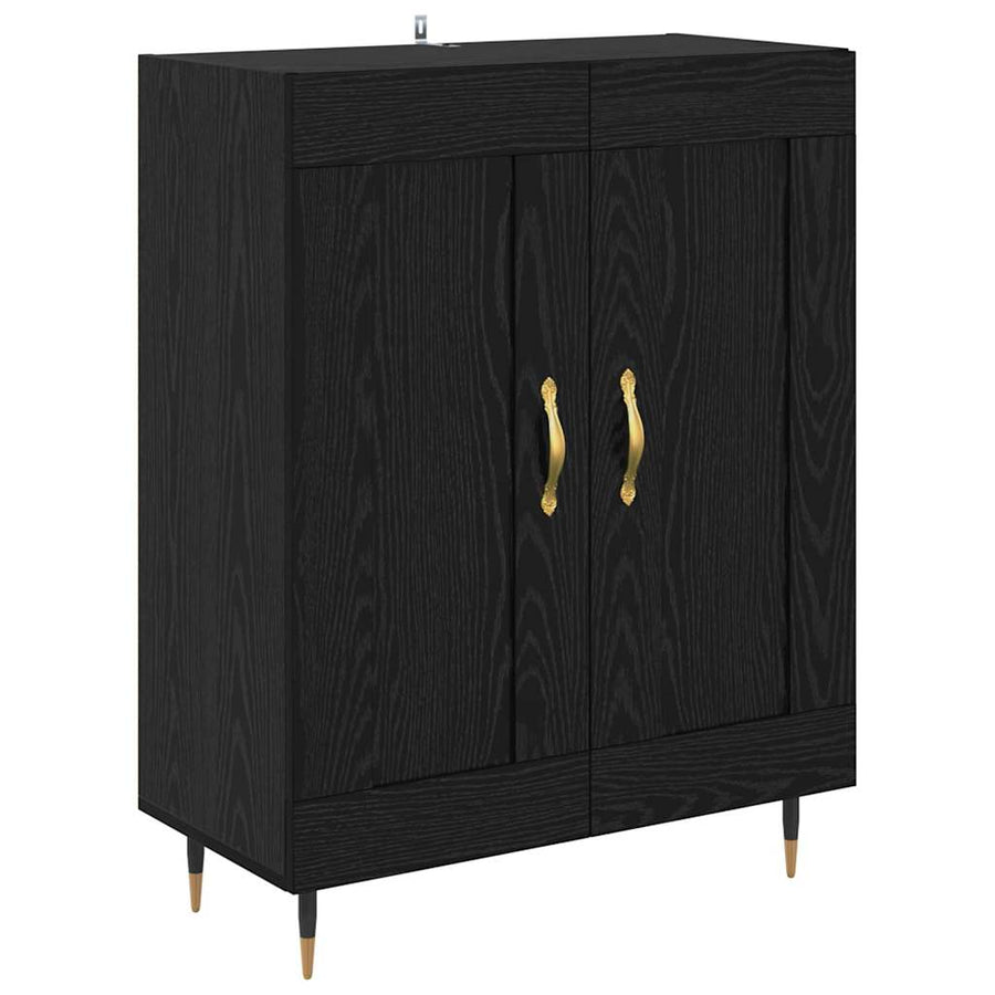 Hoge kast 2 pcs Zwart Eiken 69,5 x 34 x 180 cm Bewerkt hout
