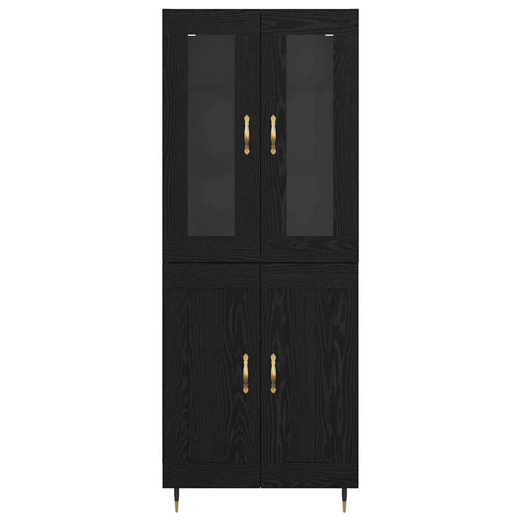 Hoge kast 2 pcs Zwart Eiken 69,5 x 34 x 180 cm Bewerkt hout