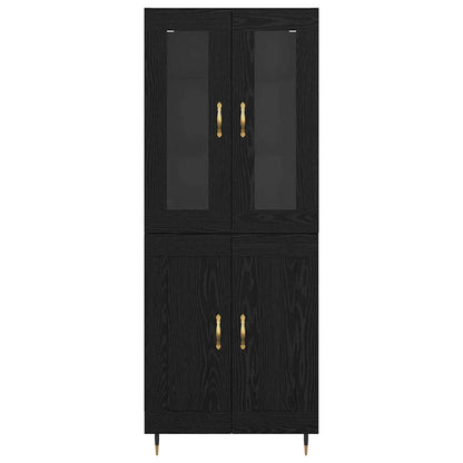 Hoge kast 2 pcs Zwart Eiken 69,5 x 34 x 180 cm Bewerkt hout
