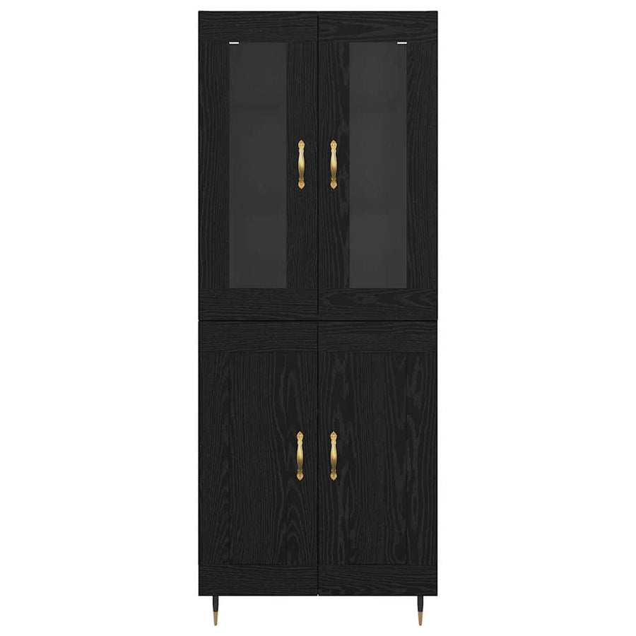 Hoge kast 2 pcs Zwart Eiken 69,5 x 34 x 180 cm Bewerkt hout