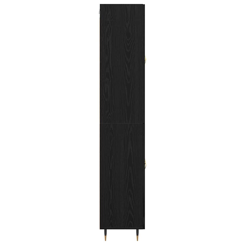 Hoge kast 2 pcs Zwart Eiken 69,5 x 34 x 180 cm Bewerkt hout