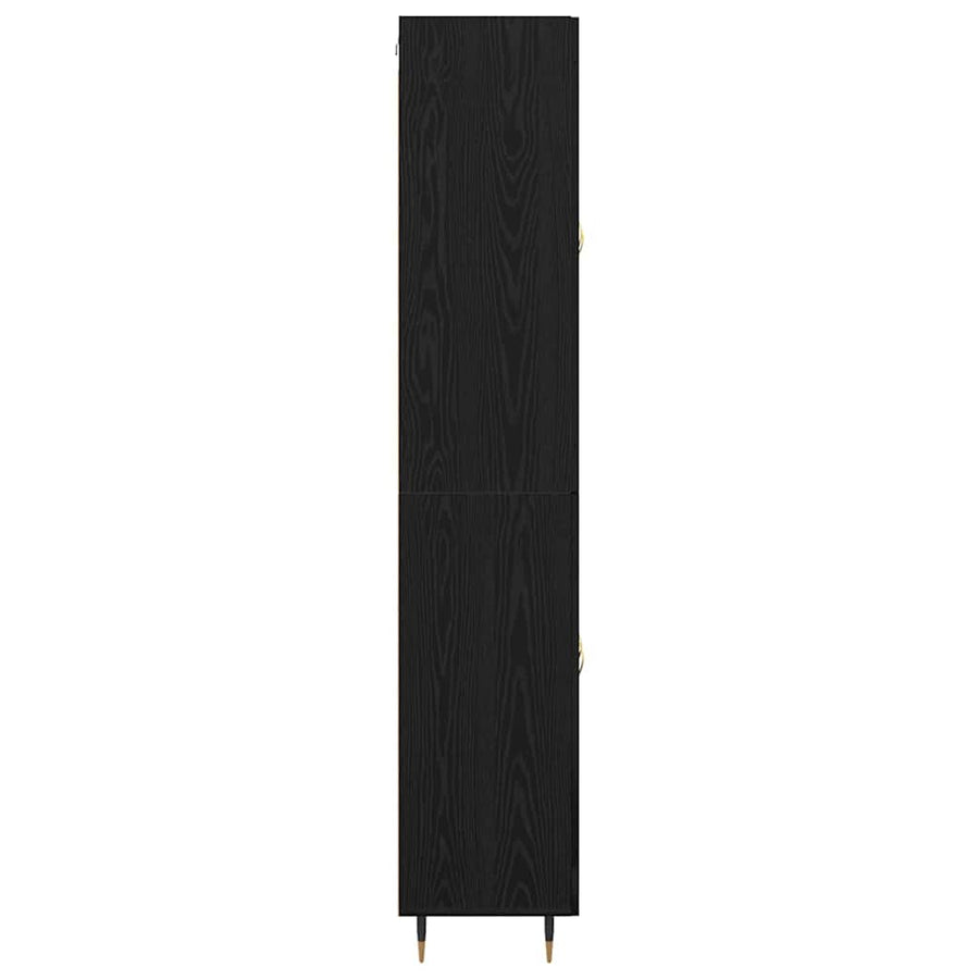 Hoge kast 2 pcs Zwart Eiken 69,5 x 34 x 180 cm Bewerkt hout