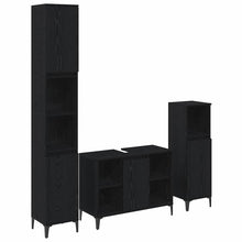 Badkamermeubelset met plank 3 pcs Zwart eiken Bewerkt hout