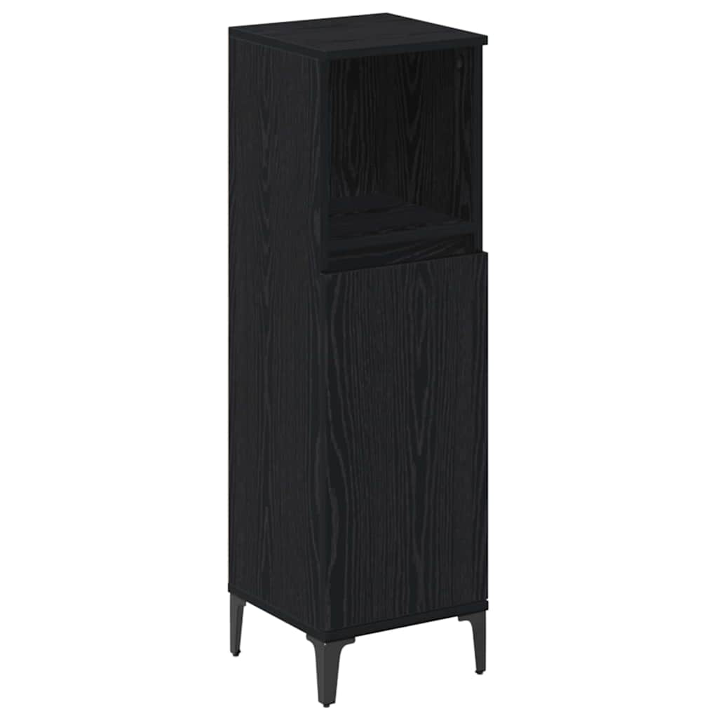 Badkamermeubelset met plank 3 pcs Zwart eiken Bewerkt hout