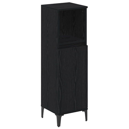 Badkamermeubelset met plank 3 pcs Zwart eiken Bewerkt hout