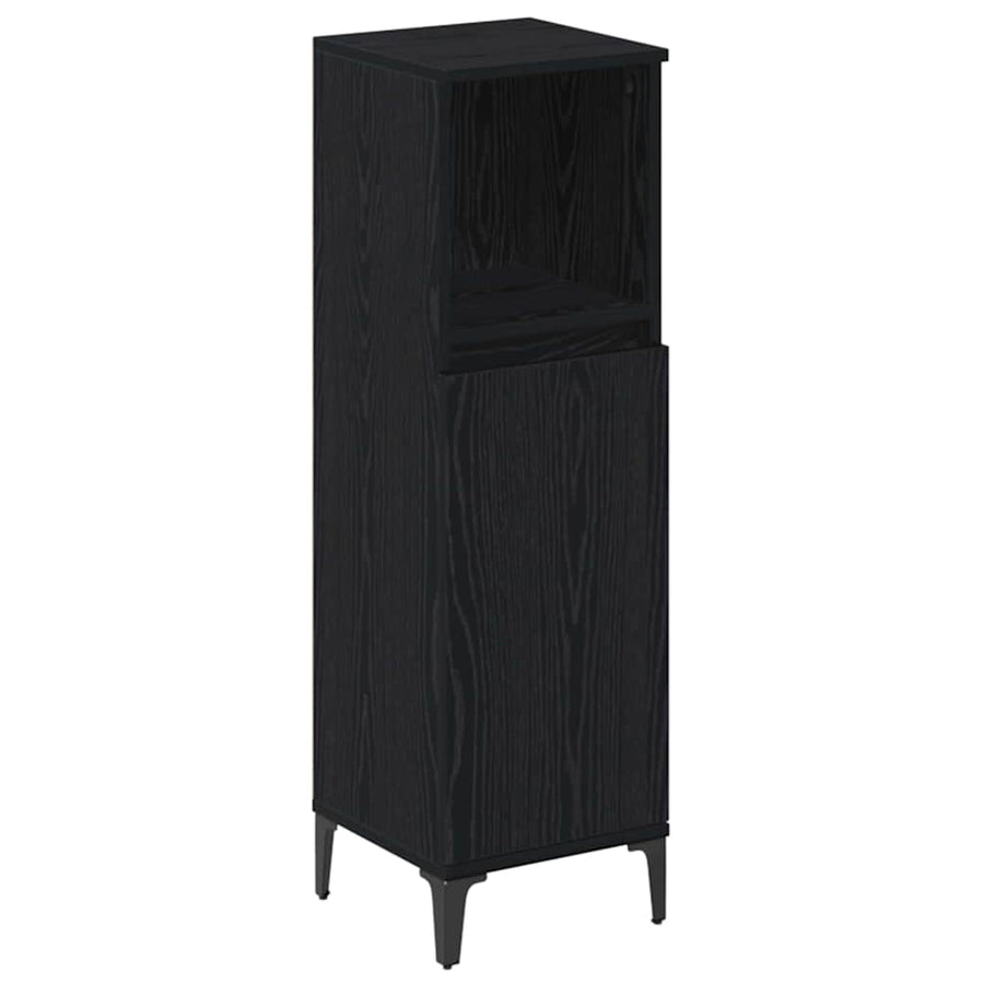Badkamermeubelset met plank 3 pcs Zwart eiken Bewerkt hout