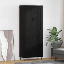 Highboard met lade Zwart Eiken 69,5 x 34 x 180 cm Bewerkt hout