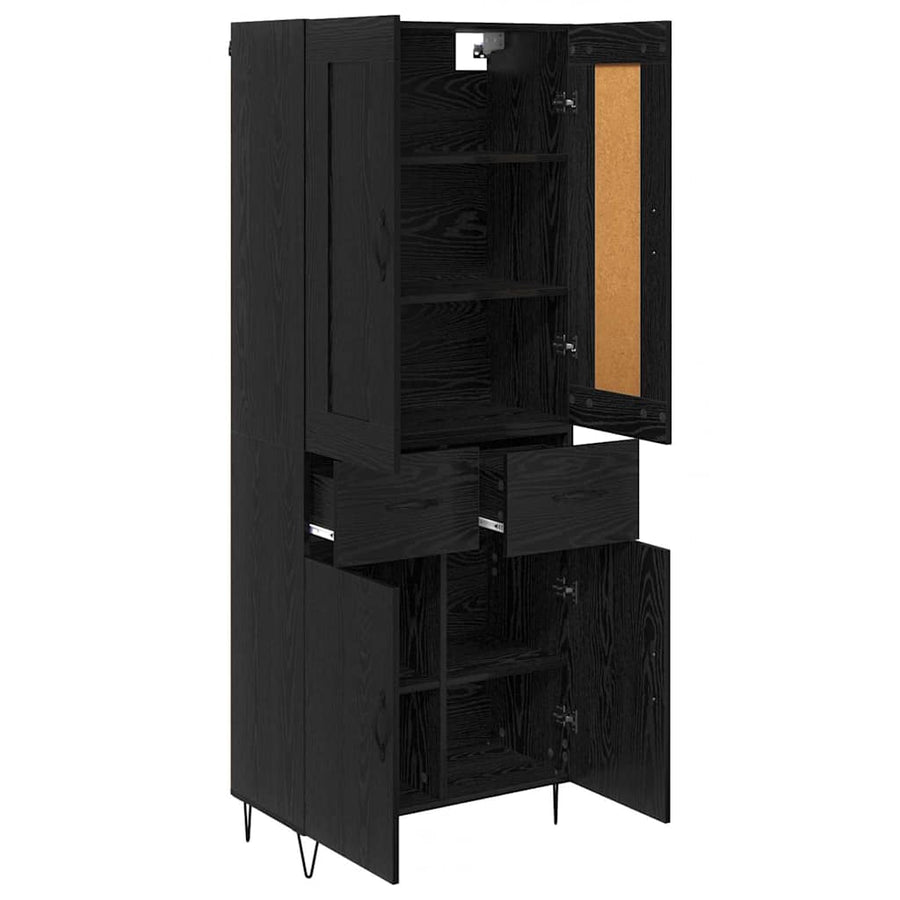 Highboard met lade Zwart Eiken 69,5 x 34 x 180 cm Bewerkt hout