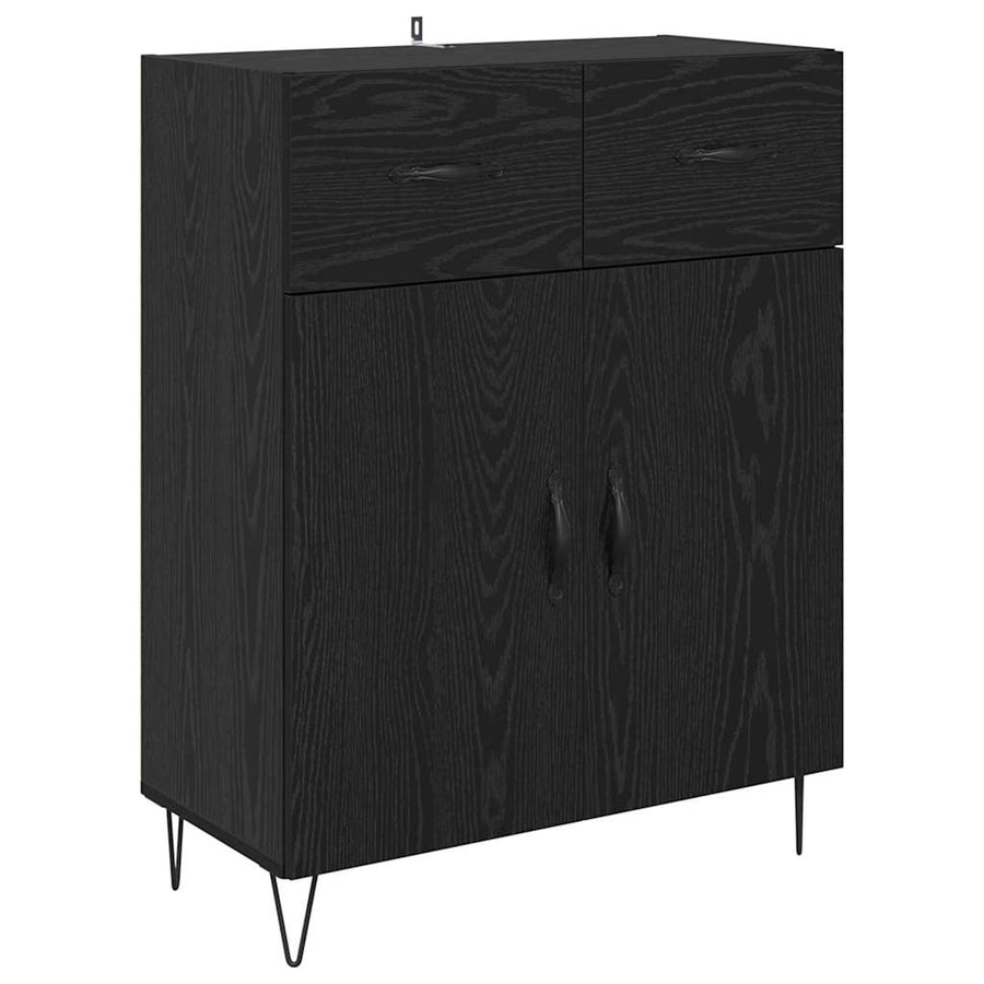 Highboard met lade Zwart Eiken 69,5 x 34 x 180 cm Bewerkt hout