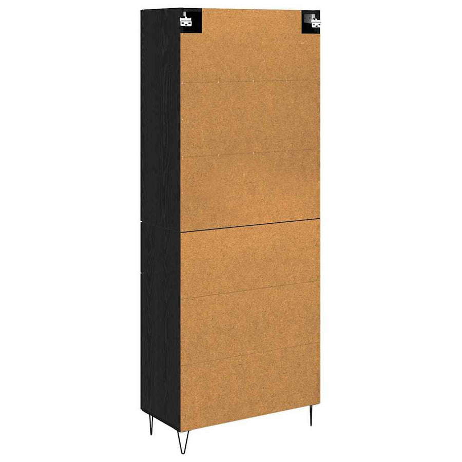 Highboard met lade Zwart Eiken 69,5 x 34 x 180 cm Bewerkt hout
