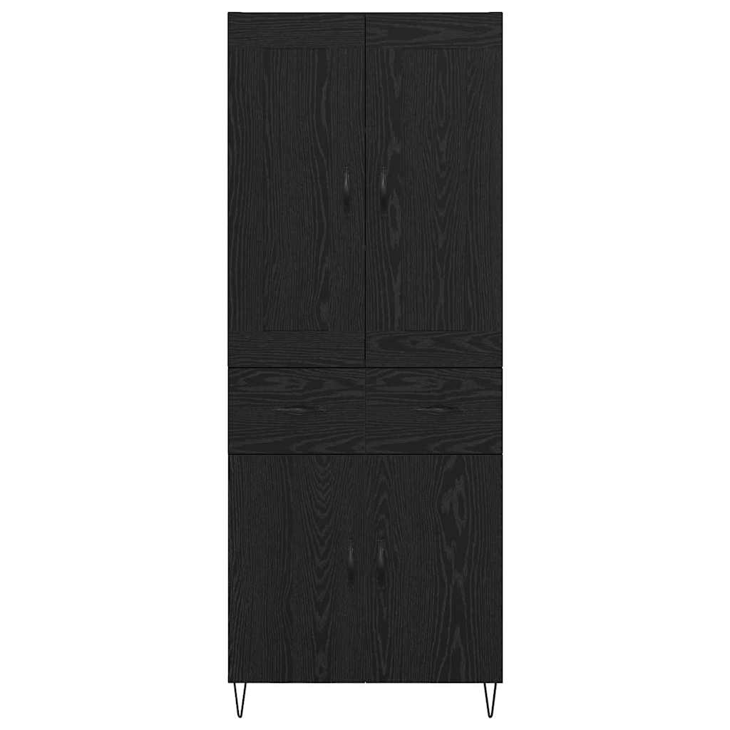 Highboard met lade Zwart Eiken 69,5 x 34 x 180 cm Bewerkt hout