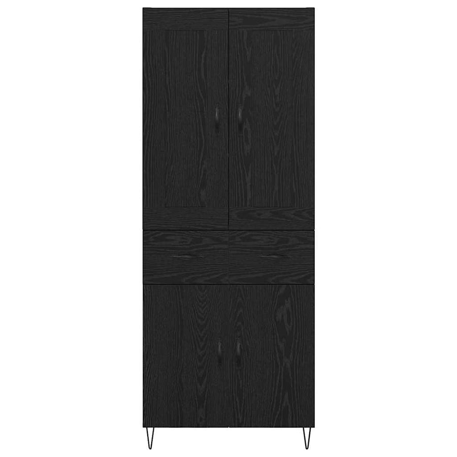 Highboard met lade Zwart Eiken 69,5 x 34 x 180 cm Bewerkt hout