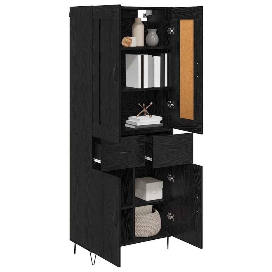 Highboard met lade Zwart Eiken 69,5 x 34 x 180 cm Bewerkt hout