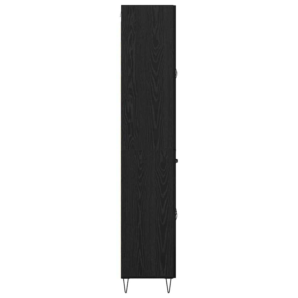 Highboard met lade Zwart Eiken 69,5 x 34 x 180 cm Bewerkt hout