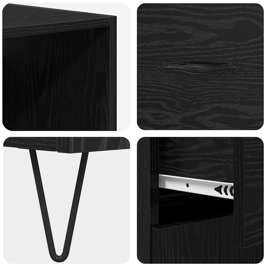 Highboard Wandgemonteerd 2 pcs Zwart Eiken Bewerkt hout