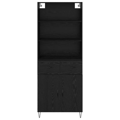 Highboard Wandgemonteerd 2 pcs Zwart Eiken Bewerkt hout