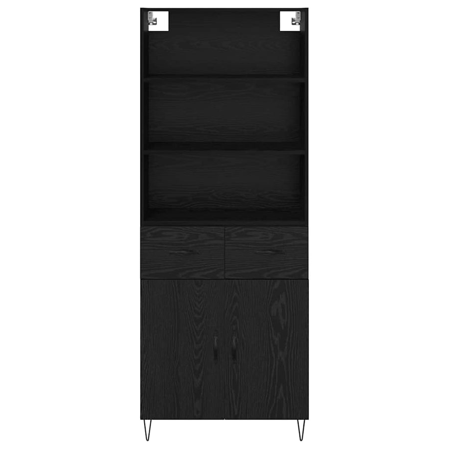 Highboard Wandgemonteerd 2 pcs Zwart Eiken Bewerkt hout
