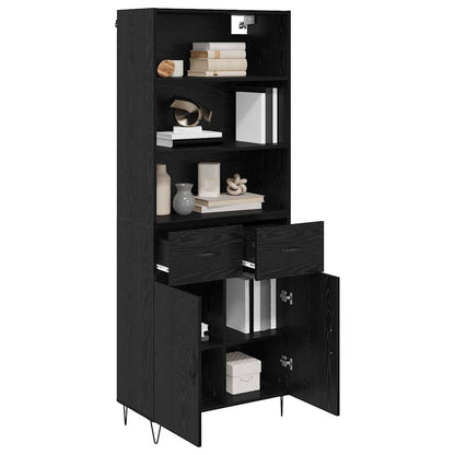 Highboard Wandgemonteerd 2 pcs Zwart Eiken Bewerkt hout