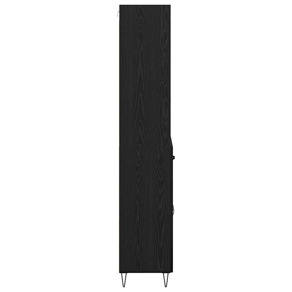Highboard Wandgemonteerd 2 pcs Zwart Eiken Bewerkt hout