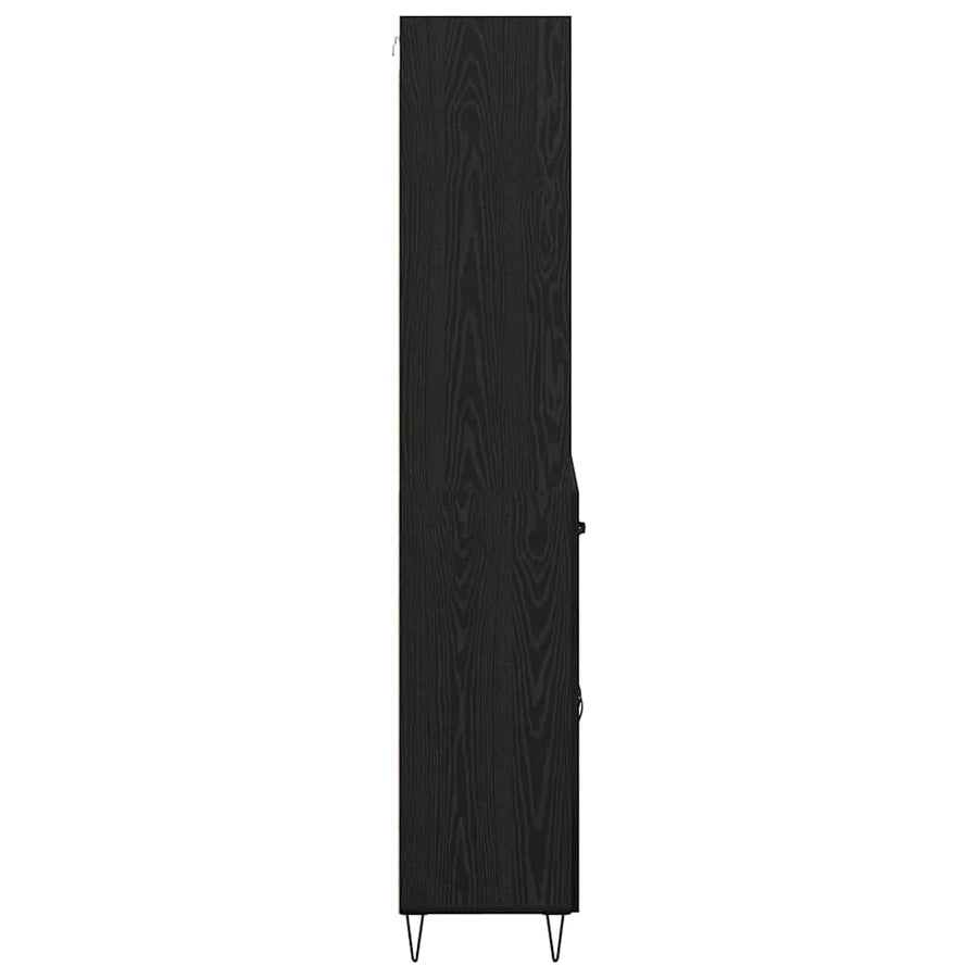 Highboard Wandgemonteerd 2 pcs Zwart Eiken Bewerkt hout