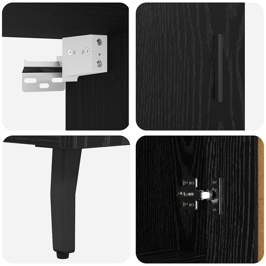 Highboard 2 pcs Zwart Eiken 69,5 x 34 x 180 cm Bewerkt hout