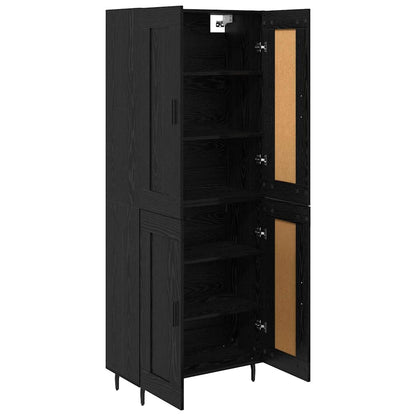 Highboard 2 pcs Zwart Eiken 69,5 x 34 x 180 cm Bewerkt hout
